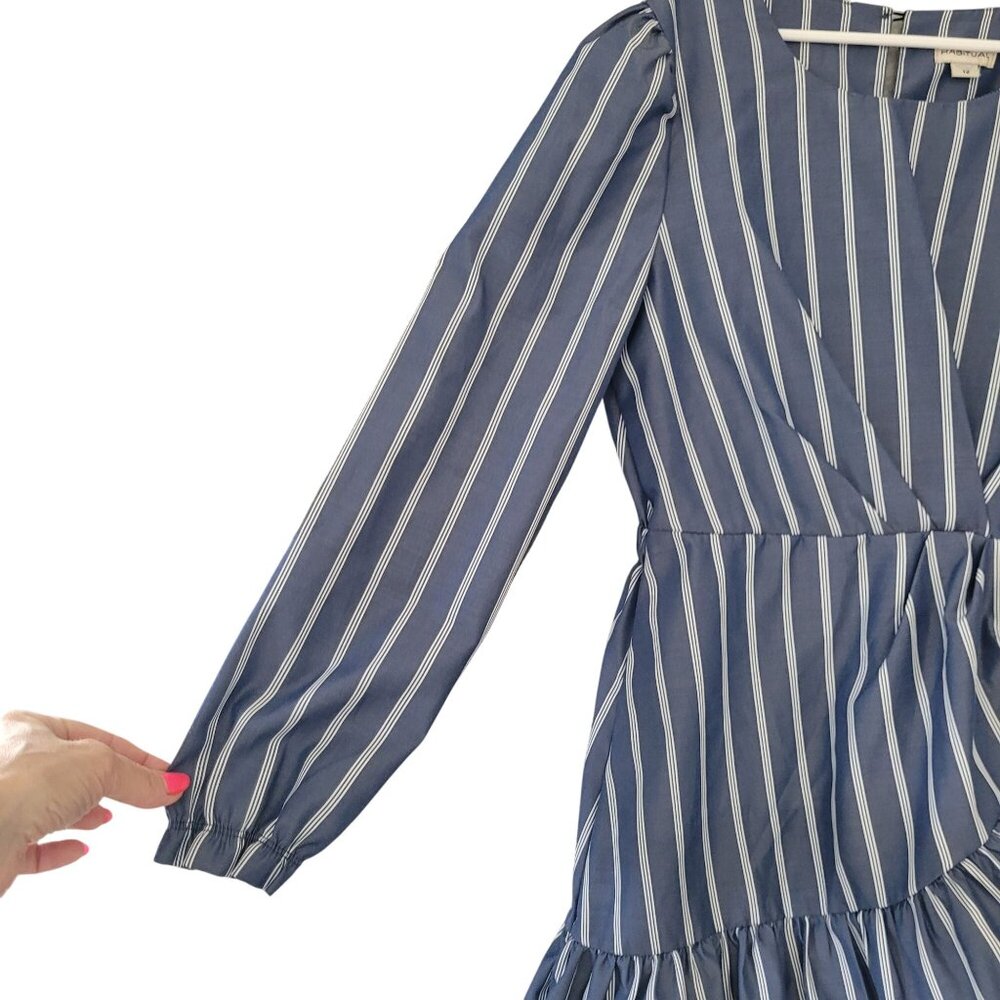 Habitual Striped Ruffle Mock Wrap Dress Girls Size 12 Blue White NWOT - Picture 6 of 9